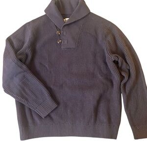 Duluth Trading Co. High-Neck Infantry Sweater Mens 2XL Ribbed Chunky Knit Blue